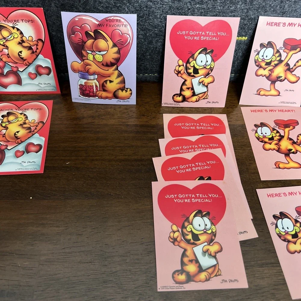 Vintage‎ 1978 Jim Davis Garfield Valentines Trading Cards Set of 19 W/Envelopes
